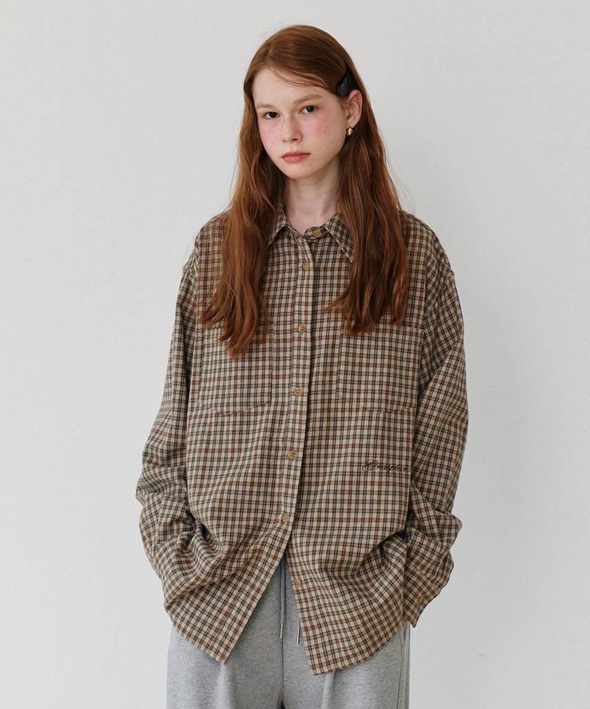 GRASPLAN Over Check Shirt_Brown