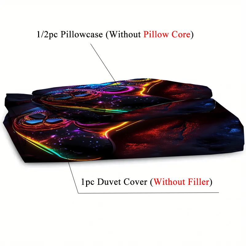 Colorful Gamepad 3D Print Quilt Cover Set Fashion Cool Fragment Game Console Bedding Set Polyester Soft Comfortable Duvet Cover