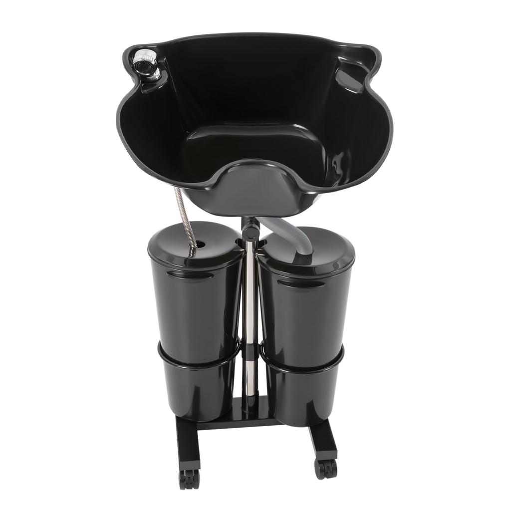 Portable Hairdressing Salon Basin 2 Buckets Hair Washing Sink Shampoo Wash Bowl Stainless Steel for Salon Stylists, Nursing Care