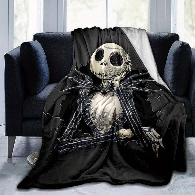1pc Jack Skellington Printing Flannel Blanket Ideal for Travel Sofa Beds and Home Decor Ideal Birthday or Holiday Gift Available for All Sea