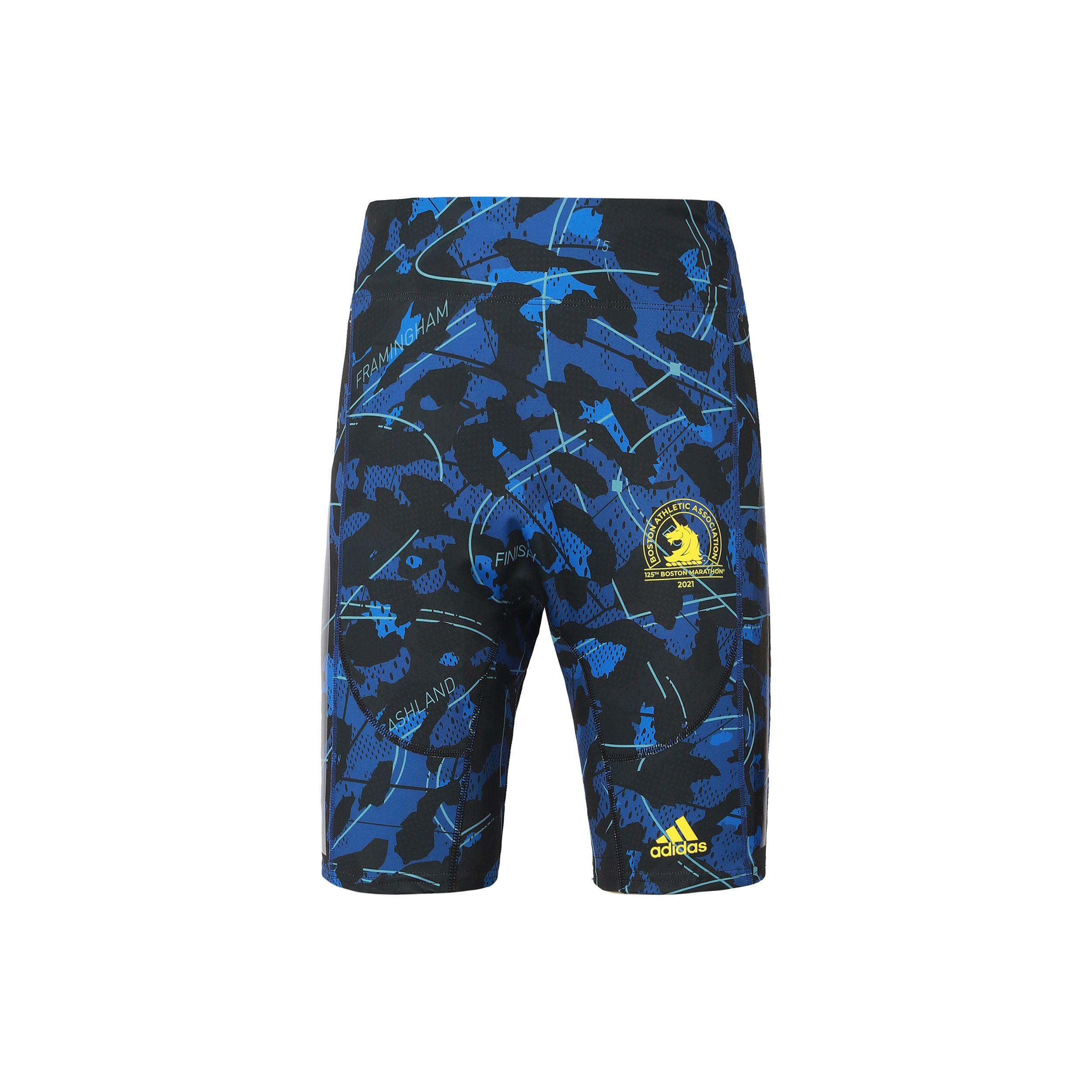 

Adidas Camouflage Logo Print Marathon Compression Shorts Men Bottoms Blue GU4916 L