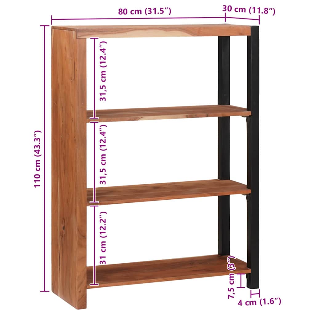 Bookshelf Brown 80 X 30 X 110 Cm Solid Acacia Wood