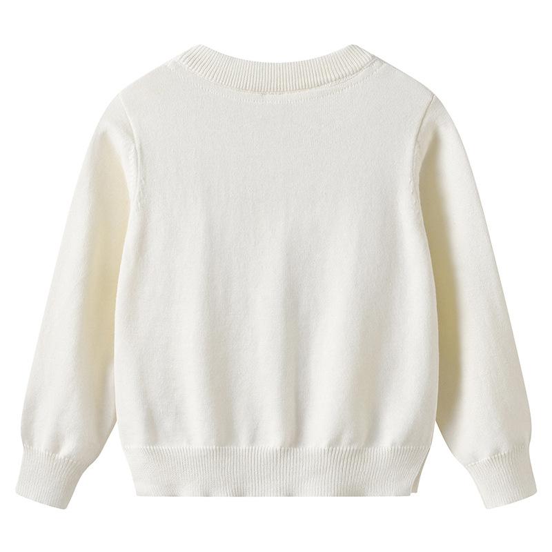 Spring and Autumn Hand-embroidered Flower Children's Sweater Cardigan Jacket Pure Cotton Children's Knitted Cardigan