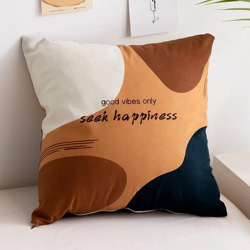 Minimalist Creative Abstract Line Pillowcase Peach Lemon Pear Fruit  Sofa Office Seat Cushion Cover Home Decoration