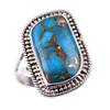 Natural Blue Copper Turquoise Gemstone 925 Solid Sterling Silver Ring S.9 P2a90