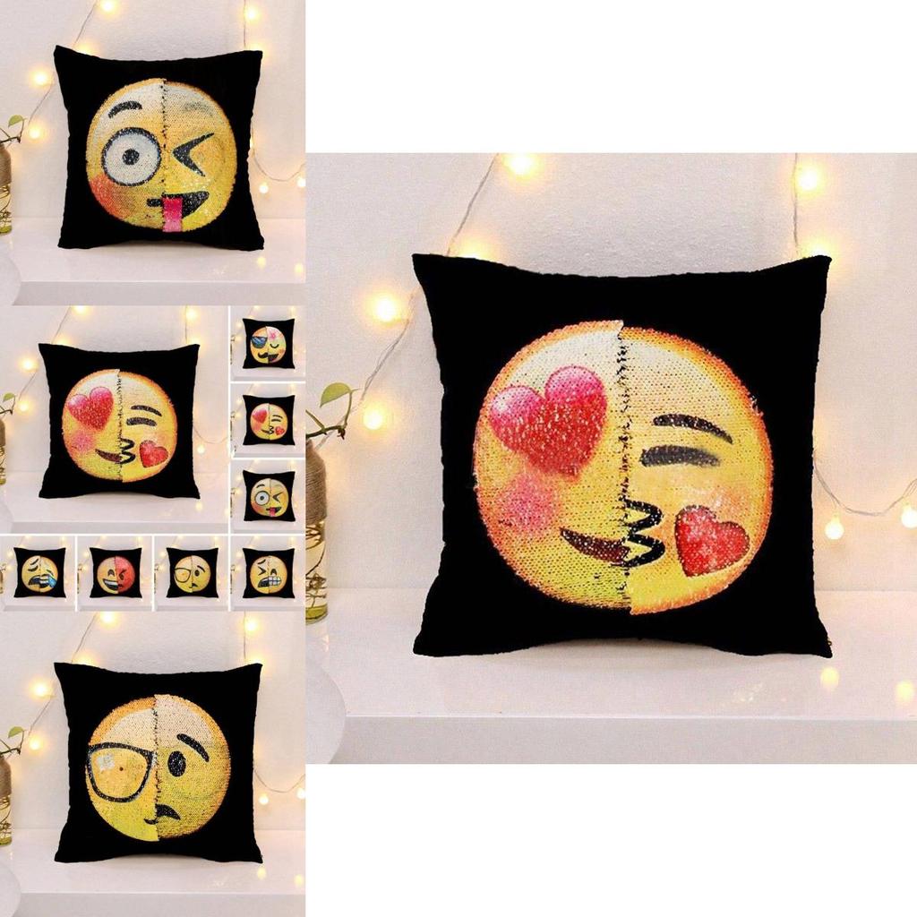Colorful Double-sided Emoji Mermaid Sequin Pillowcase For Cozy Home Decor