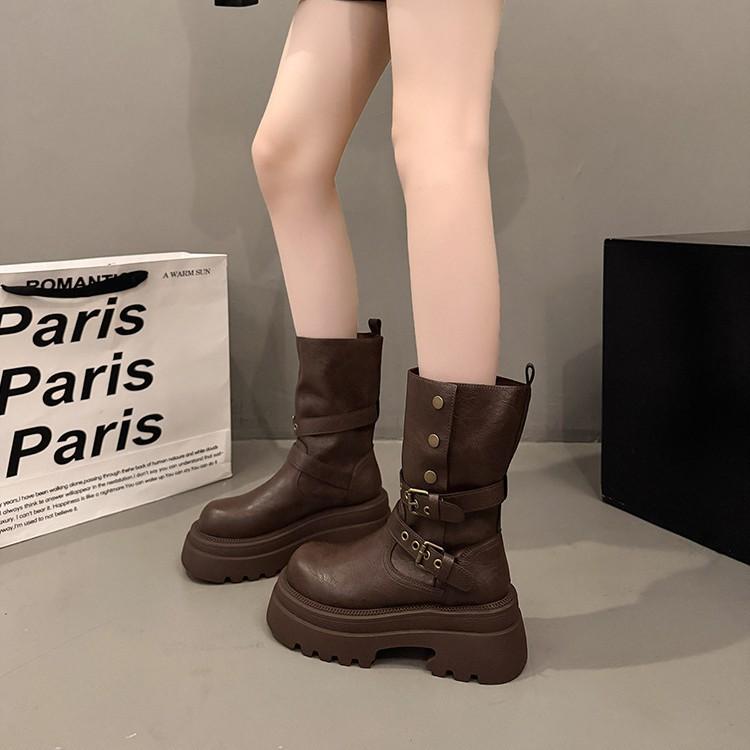 [Fanfna] Kurze Martin Stiefel 2025 Herbst Neu Vielseitig Retro Skinny Explosiv Dicksohlige Britische Stiefel