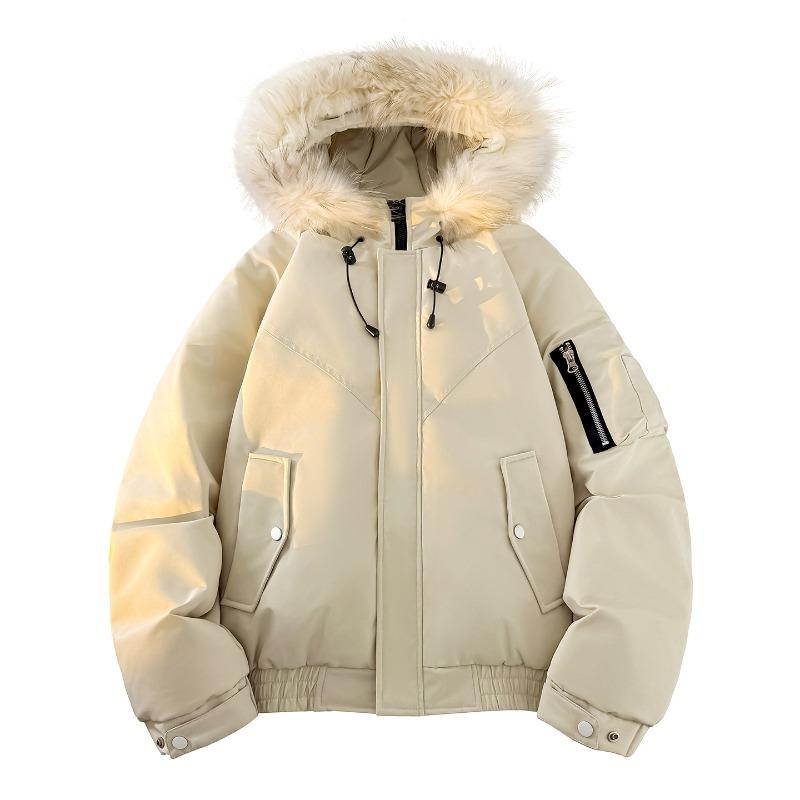 % down new national standard white duck down down jacket for men and women in winter loose Parker thickened large fur collar jacket for men