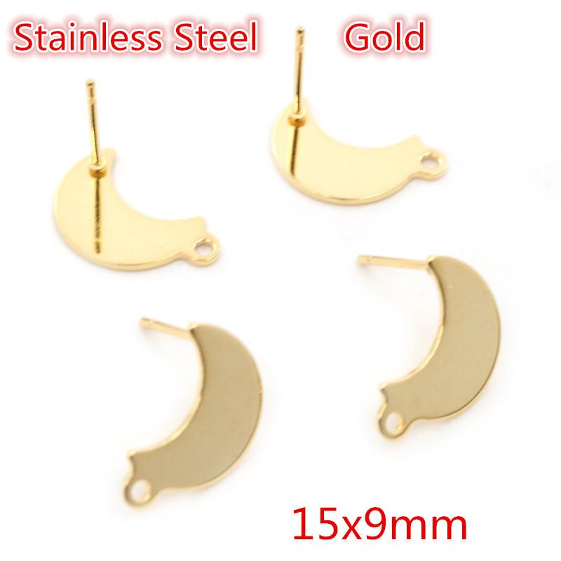 20pcs/Lot 316 Stainless Steel Geometric Star Moon Earring Stud Earring Posts Connector For DIY Earring Jewelry Making Supplies