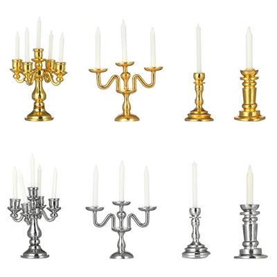 Scene Model Doll Accessories Miniature Candlestick Dollhouse Candle Holder Mini Desktop Ornament
