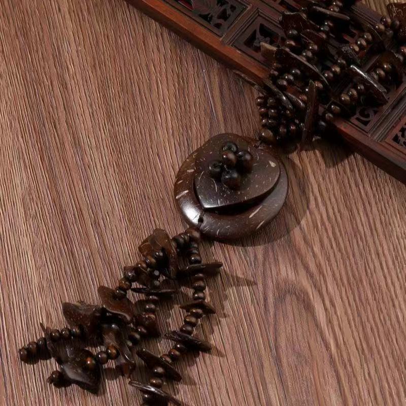 JMXD-Girls Necklace Ethnic Style Necklace Ethnic Style European and American Long Coconut Shell Wood Bead Retro Necklace