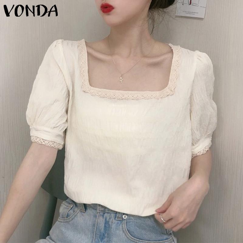 

VONDA Летние женские кружевные топы с квадратным воротником