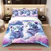 2/3Pcs Modern 3D Tiger Animal Print Duvet Cover Set (1 Duvet Cover + 1/2 Pillowcase, Without Core), Cute Tiger Cub Print