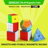 Sengso Magnetischer Speed Cube 2x2 3x3 4x4 5x5 Pyraminx Megaminx 3x3, 48 Magnete Würfel Stickerlos für Kinder Anfänger Lernspielzeug