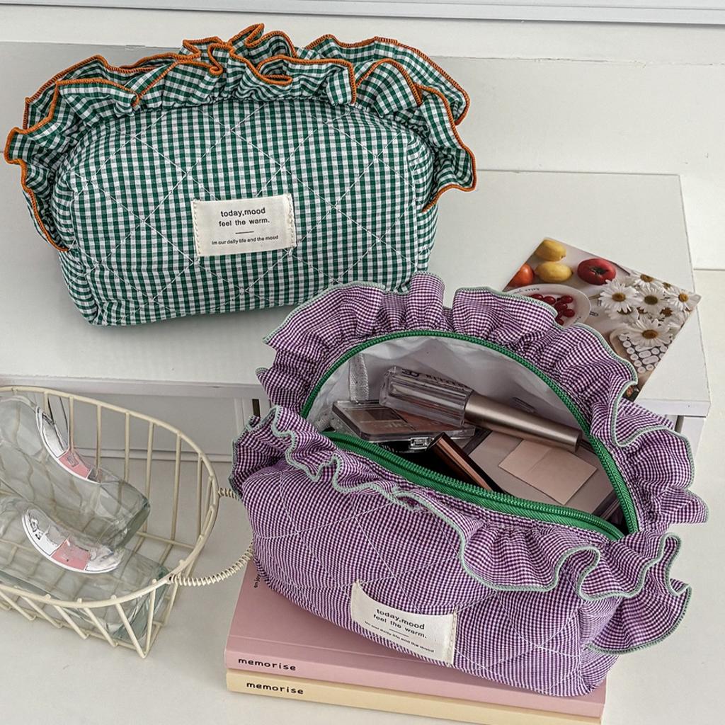 Two Tone Lace Checkered Coin Purse, Fashionable, Classic, High Aesthetic Value, Large Capacity, Portable Storage Coin Purse for Outdoor Use