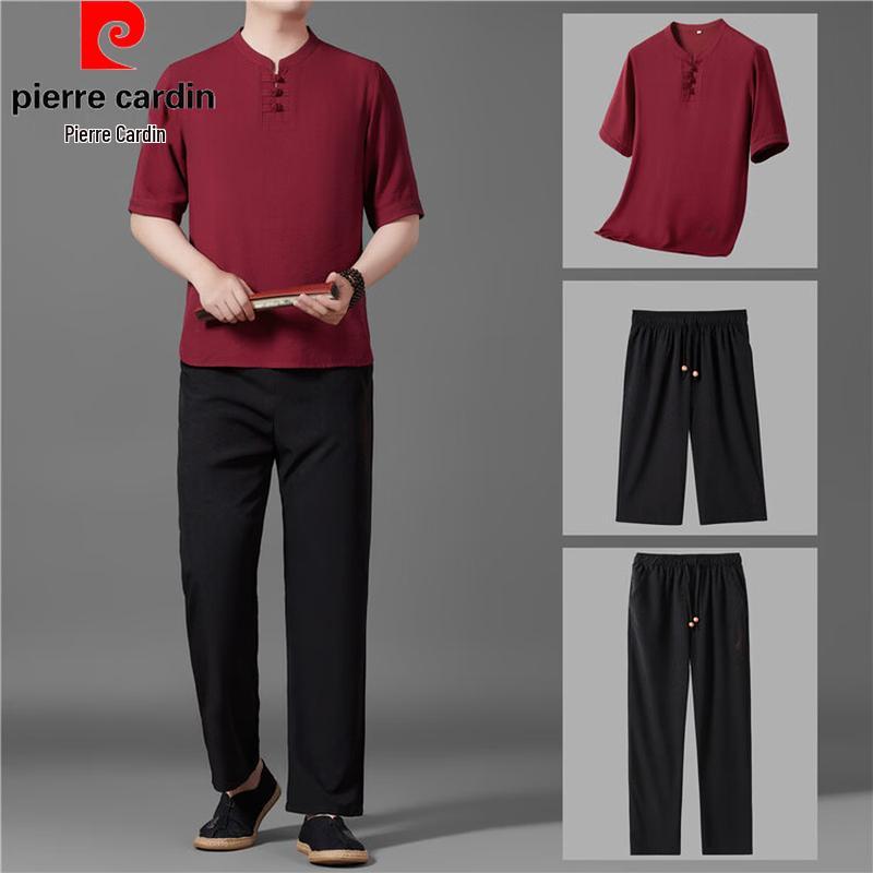 Pierre Cardin Men's Summer Linen Blend Chinese Style Tang Suit Top