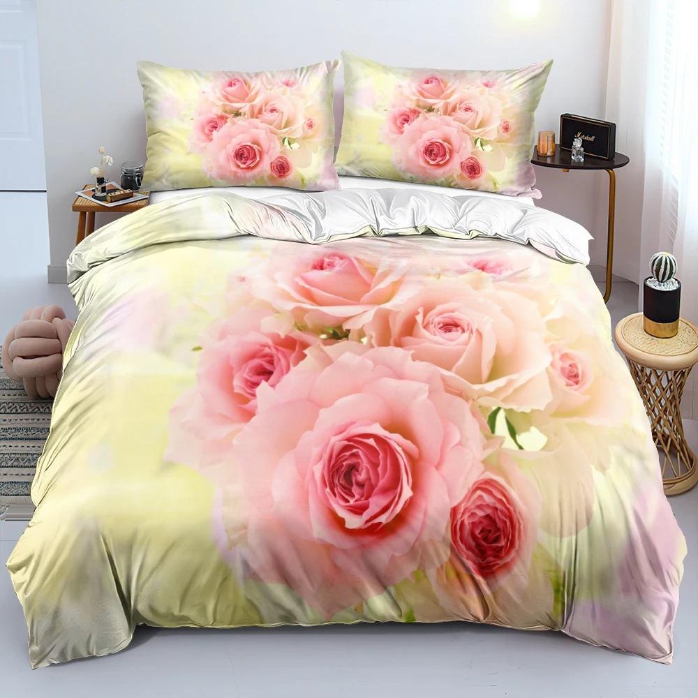 Black Gold Flower Three-piece Elegant Flower Duvet Cover Women's Room Decoration Bedding