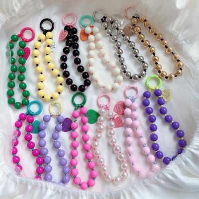 Catena per Cellulare con Perline Colorate  Catena per Cuffie con Nodo Colorato  Catena Corta  Laccetto Anti-perdita per Cellulare  Accessori per Cellulare