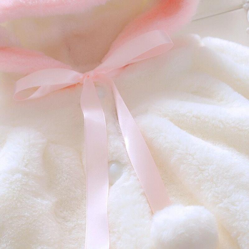 Baby Girls Winter Warm Coat Cute Rabbit Ears Hooded Cloak Jacket Thick Clothes