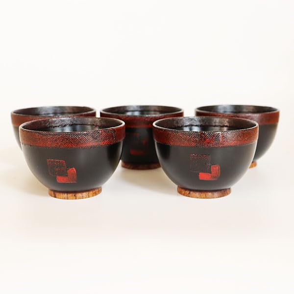 Wooden Soup Set of 250ml Akebono 250ml Perfect for miso or other light and healthy A great gift Bowls, 5, each, Lacquered, Design, each. soup, soup,