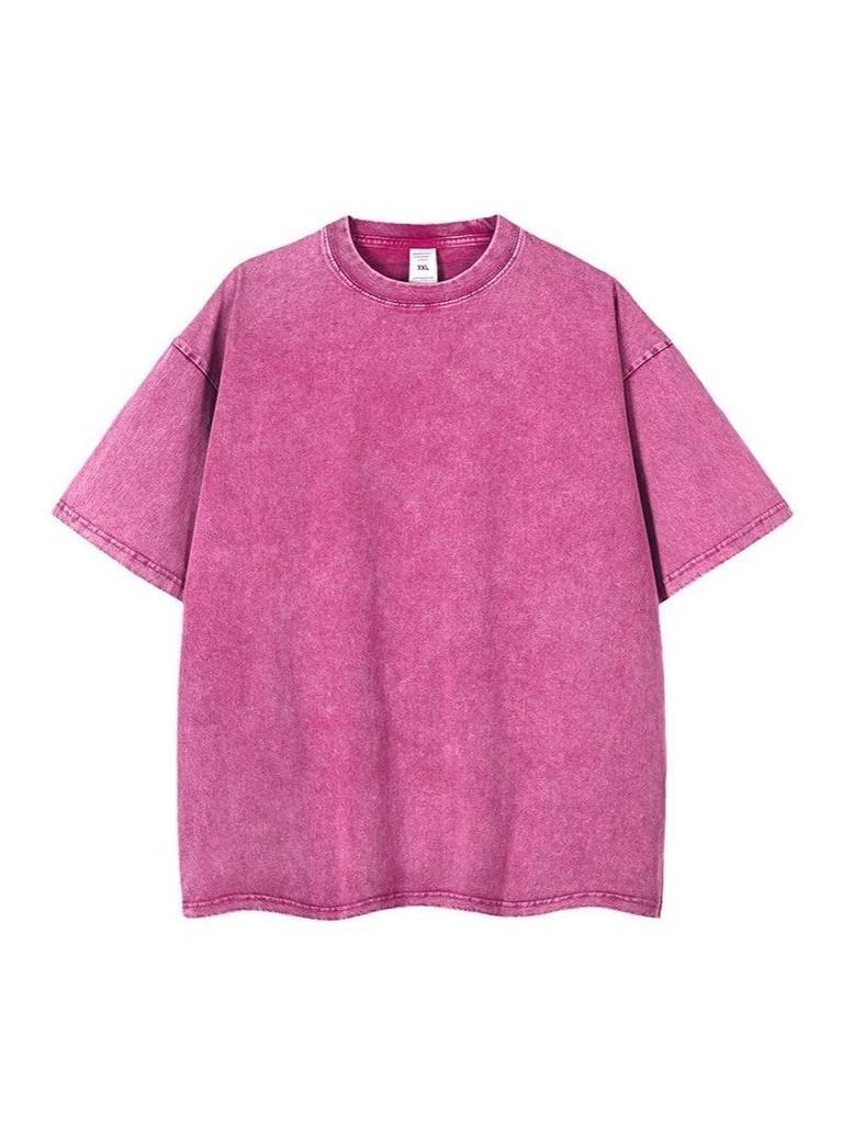 Europäisches & Amerikanisches 230g Distressed Loose T-Shirt, Überschnittene Schultern, High Street Trend, Kurzarm.