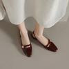 Beige Heeled Sandals Shoes Closed Toe Women's All Match Mary Jane Black Block Comfort Low Open Retro Girls Summer