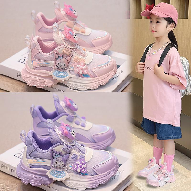 Ademende Sportschoenen voor Meisjes Kuromi, Zachte Zool Student Hardloopschoenen, Veelzijdige Leuke Knoopschoenen, Modieuze Casual Schoenen, Trendy