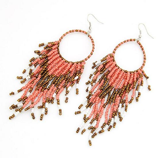 

Bohemian Tassel Pendant Earrings with Beads