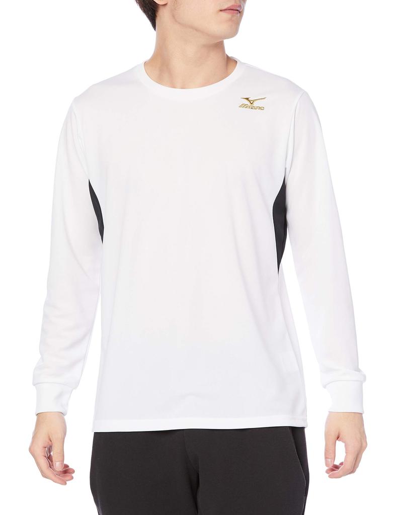 Mizuno K2JA1193 Long Sleeve Training UPF15 UV Dynamotion XL Men's T-Shirt, Sweat-Wicking, Quick-Drying, Protection, Fit, White,