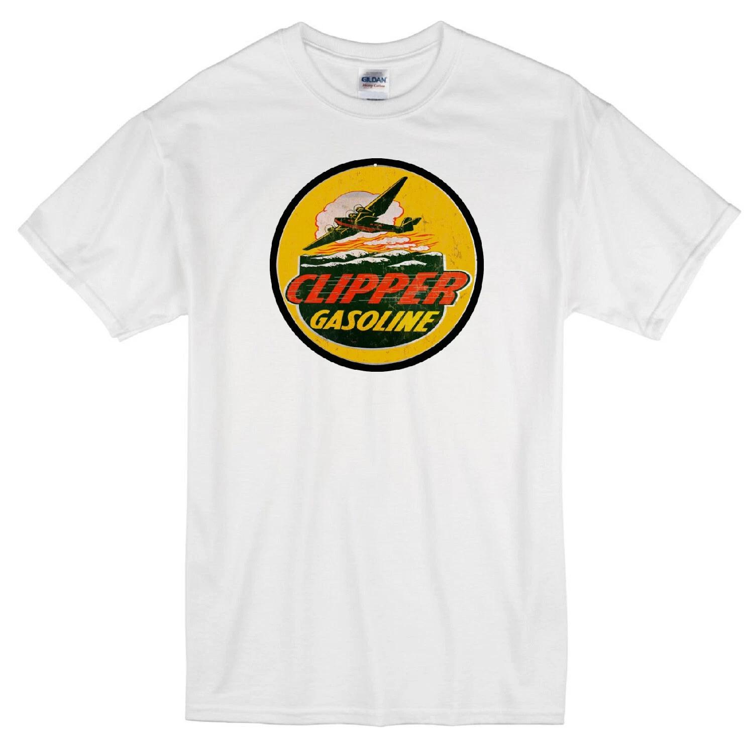 

CLIPPER BRAND MOTOR OIL GASOLINE STATION RETRO AIRPLANE LOGO WHITE T-shirt L