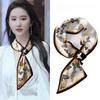 Printed spring new ear silk scarf Korean version double-sided small ear scarf interspersed with streamer women's versatile neck protector