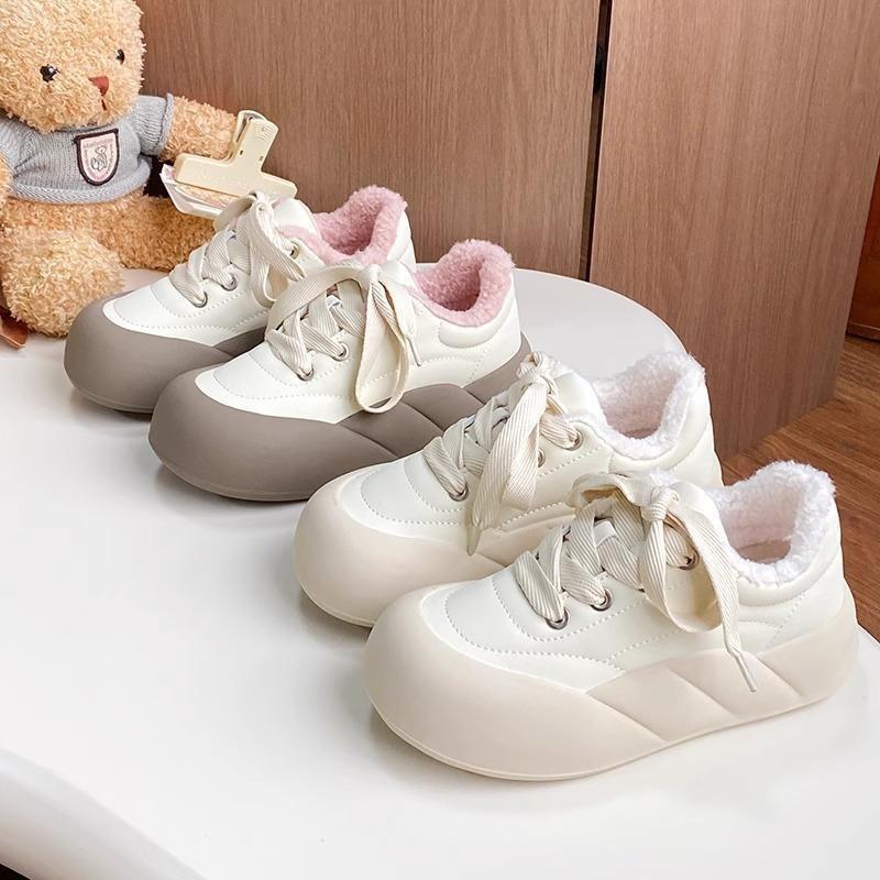 -7 Milk Fufu Thick-soled Velvet Cotton Shoes Women's Winter New Bread Shoes Keep Warm and Comfortable