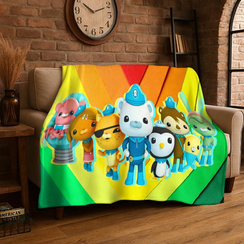 Cute Cartoon The Octonauts Barnacles Flannel Blanket Soft Warm Throw Blanket for Bedroom Living Room Bed Travel Picnic Gift