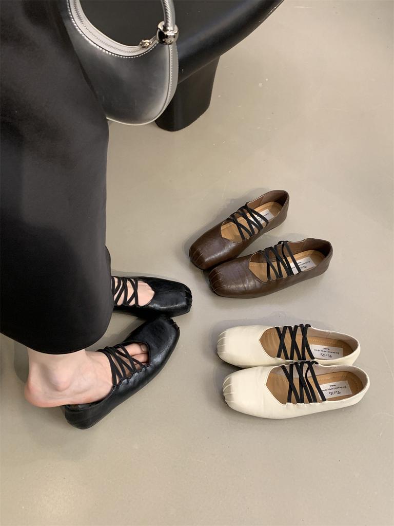 Woman Simple Shoes Square Toe Mary Jane Spring Vintage Shoes Ladies Daily Retro Flats Autumn Footwear Slip On Women Loafers