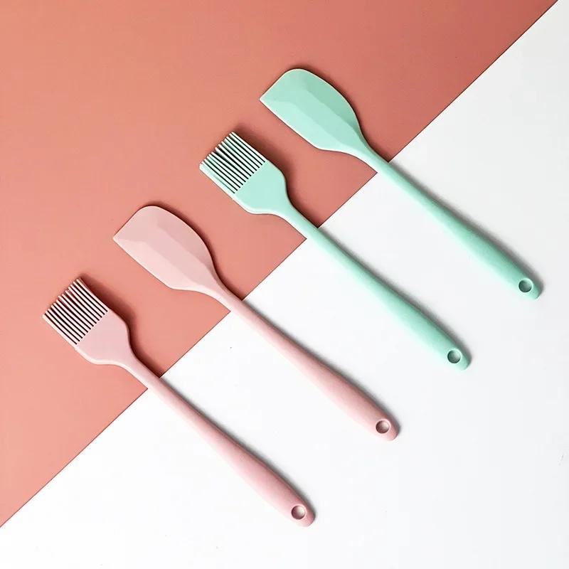 6 Pieces Silicone Spatula Set Non-Stick Heat Resistant Spatula Oil Brush Cream Mixing Spoon for Cooking Baking Mix Baking Tools
