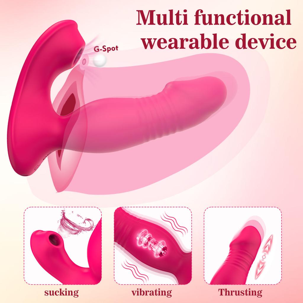 Thrusting Dildo Sucking Vibrator Sex Toy for Women Clit Stimulator 9 Mode G Spot Clit Nipple Wearable Vibrator Adult Product 18+