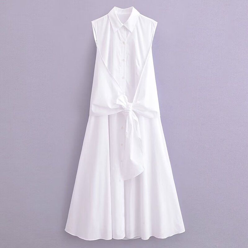 Fashion Style 2024 Spring New Arrival Women's Stylish Tied Poplin Shirt Style Dress 2766924 250