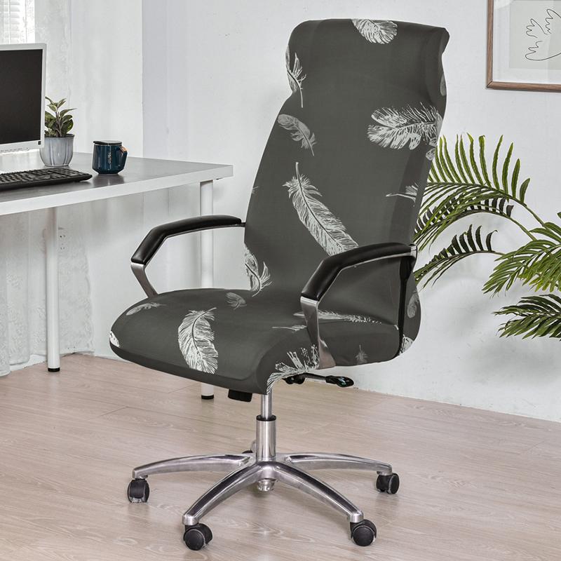 Stretch Computer Office Chair Cover With Durable Zipper Removable Spandex Rotating Boss Chair Slipcovers Anti-Dust M/L Sizes