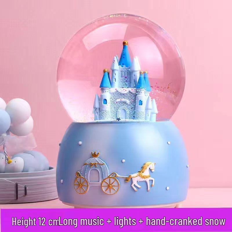 Crystal Ball 8-Note Music Box with Snowflakes and Light-Up Feature – Ideal Birthday Gift for Girls, Children, and Best Friends