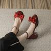 Mary Jane anklet buckle with hollow single shoes women's bow round head thick heel bag head sandals versatile casual shoes