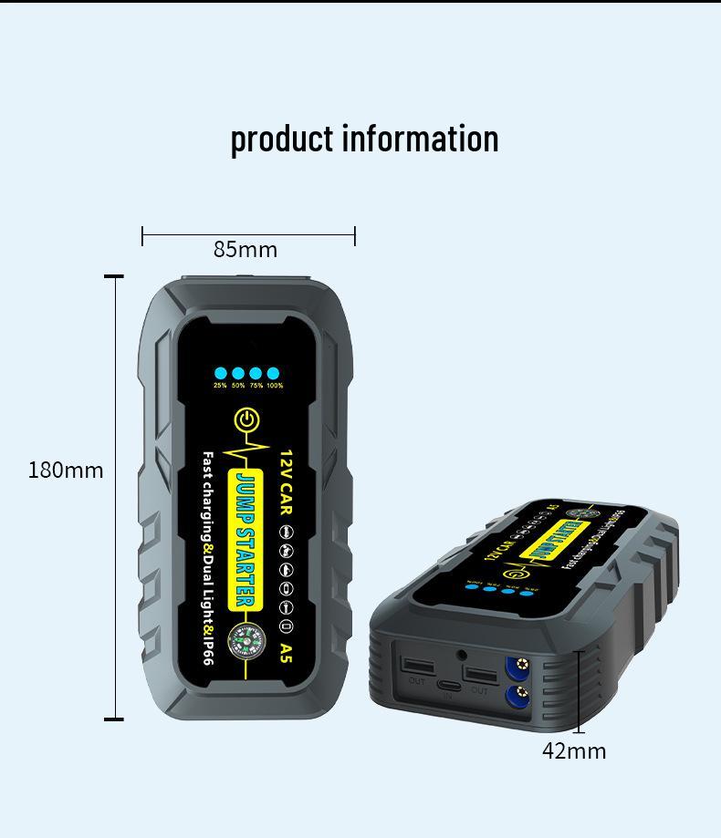 3000A Peak 12V Waterproof Car Jump Starter with High Capacity and IP66 Rating