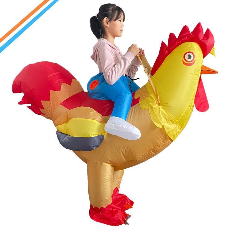 Halloween Cartoon Ride Doll Costume Show Party Props Holiday Show Colorful Cock Inflatable Coat