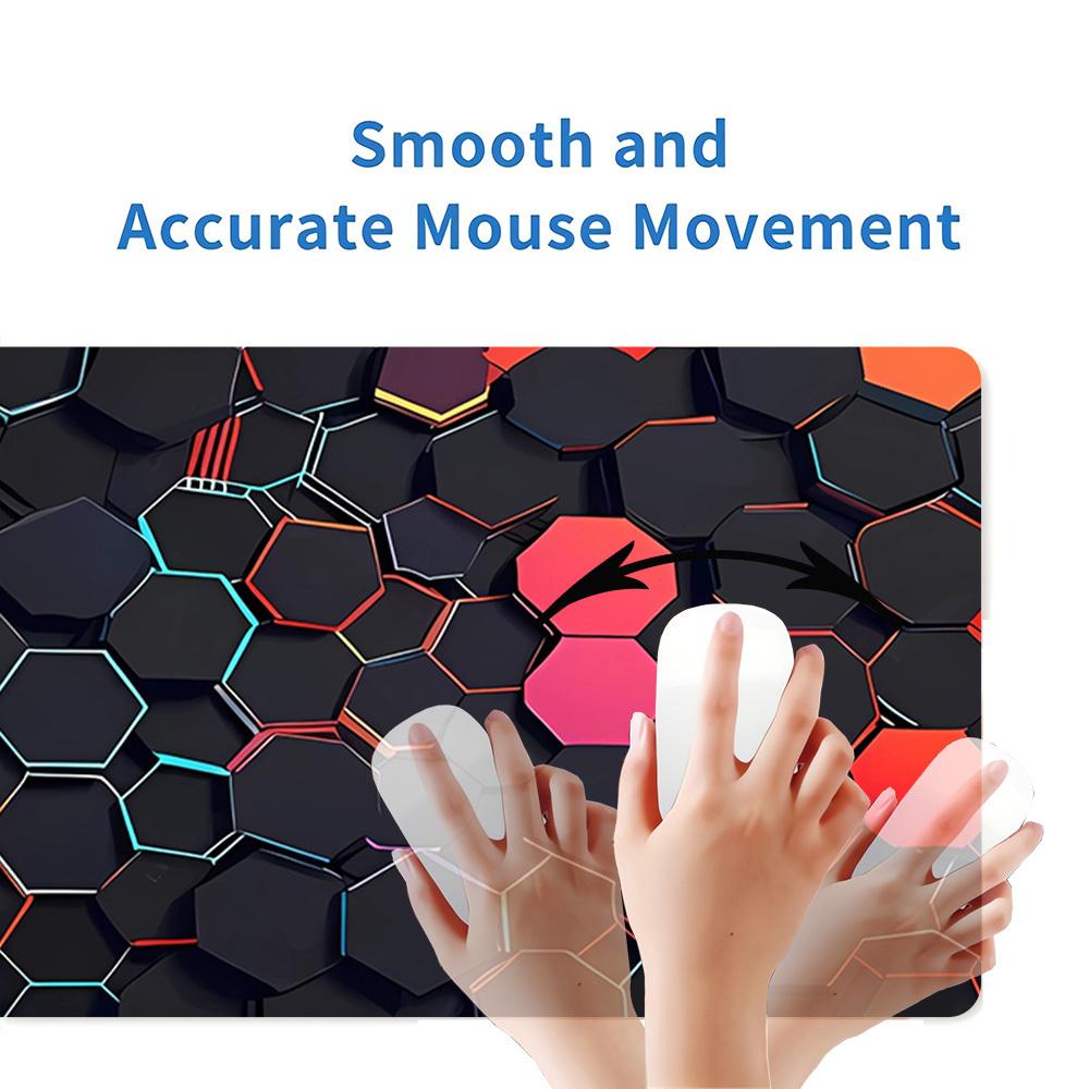 1pc Large Gaming Mouse Pad, UV Reactive Non-Slip Desk Mat, Washable PolyesterHexagon, Neon, PatternComputer Pad with Vibrant Game Machine Pr