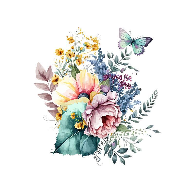 Toilet Sticker Waterproof Floral Butterfly Self Adhesive Removable No Trace for Home Bathroom Renovate