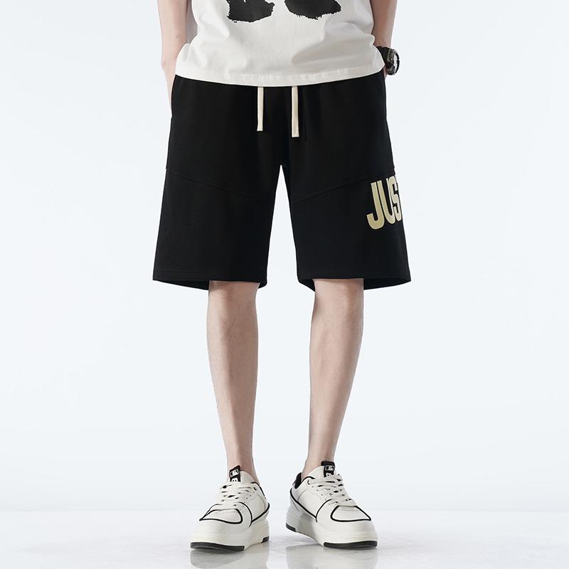 Summer Elastic Waist Letter Printing Shorts Male Loose Casual All-match Sports Shorts Men Knee Length Short Pants