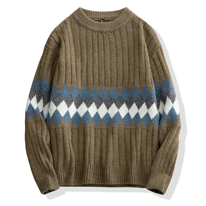 Winter Men 'S Round Neck Thicken Sweater Loose Knitwear Sweater Warm Bottoming Shirt 