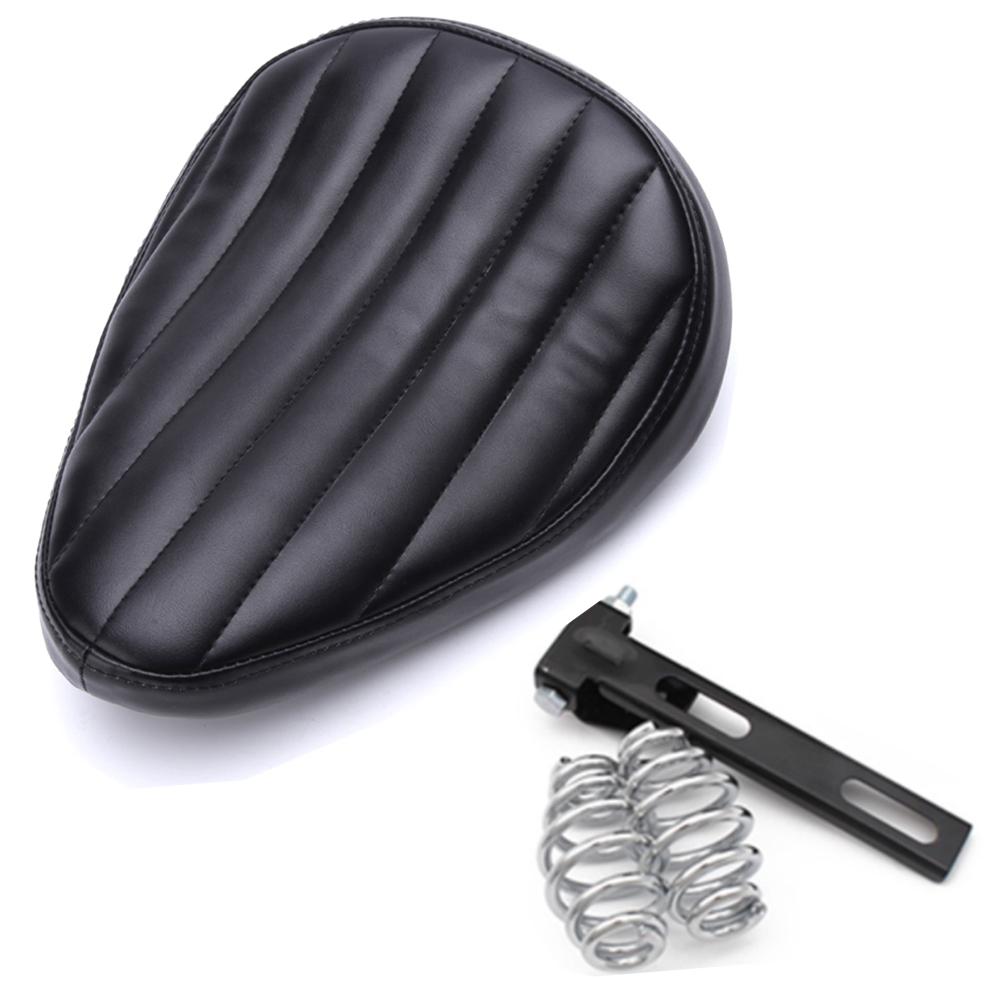 Motorcycle Leather Saddle Seat Retro Black Leather Solo Seat for Harley Custom Chopper Bobber Honda Yamaha Kawasaki Suzuki