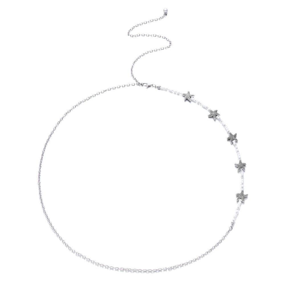 Gold Imitation Pearl Body Chain Shell Beads Belly Chain Retro Starfish Waist Chain  Beach