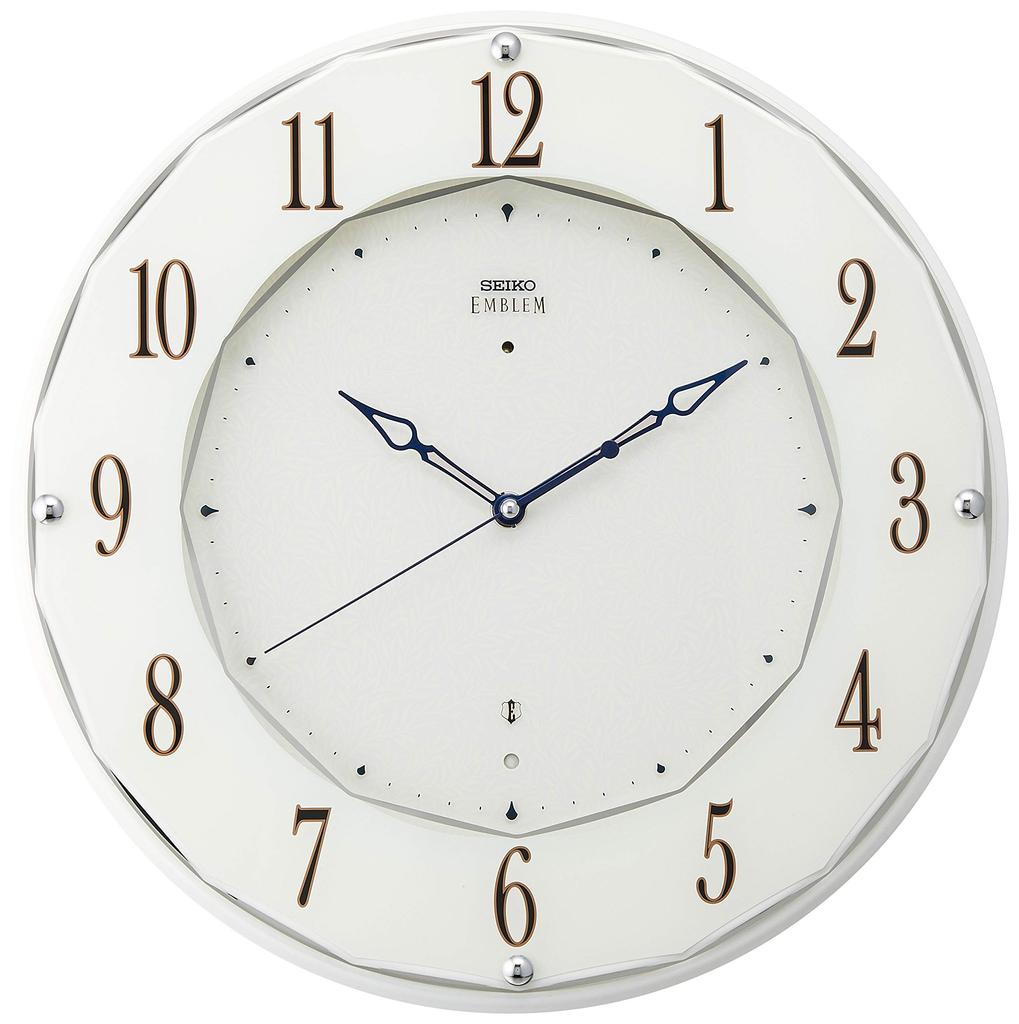 Seiko Clock Wall Clock White Pearl Diameter 320x45mm Radio Analog SEIKO EMBLEM HS524W