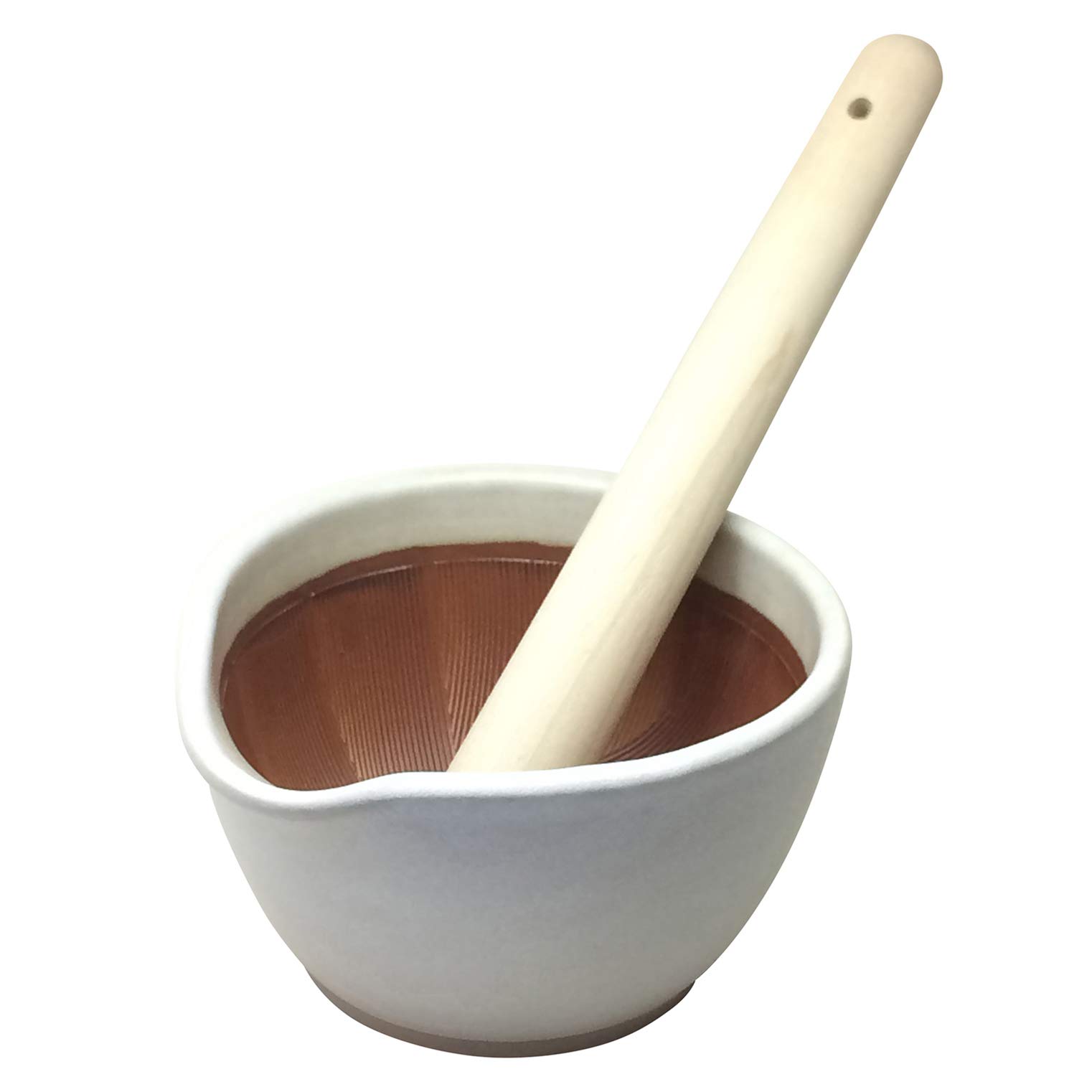 Motoshige Iwami Mortar and Pestle with Silicone Base White Matte 15cm Made in Pottery, Ware, Set, (Medium), Finish, Approx. Diameter, Non-Slip, Japan. белый